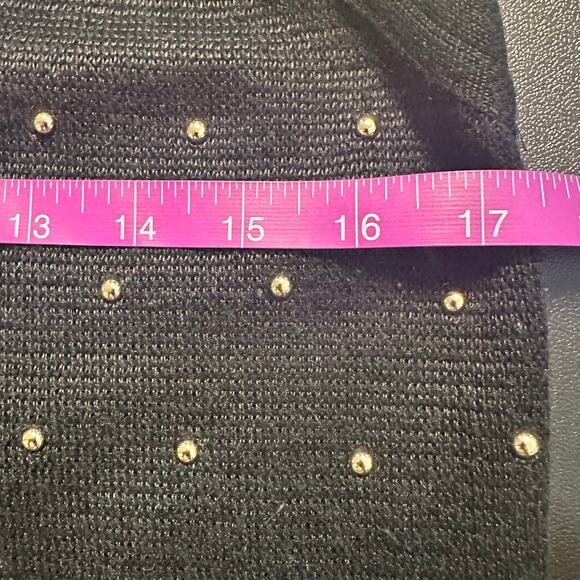Vintage Suzelle Sweater Tank Size L Wool Blend Black Gold Studded Scoop Neck - Picture 6 of 7